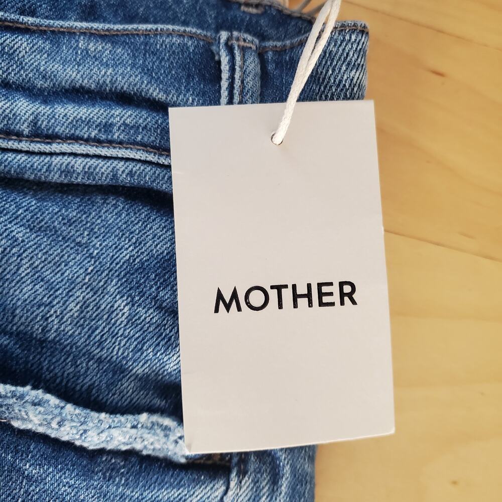 Mother The Hustler Roller Ankle Flared Jeans High On The Hog Blue Denim Size 34 - Picture 7 of 12